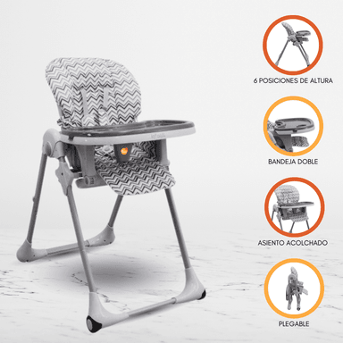 SILLA COMER INFANTI STRIPES GRIS PARA BEBÉ APPETITO GRAY