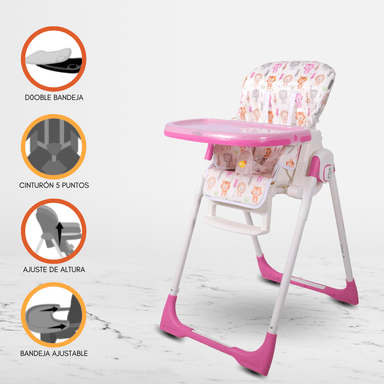 SILLA COMER EVEZO NELLY ROSADO GRADUABLE PARA BEBÉS PINK