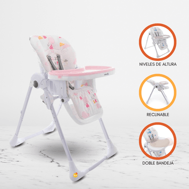 SILLA COMER SAFETY FEED ROSADO GRADUABLE PARA BEBÉS PINK