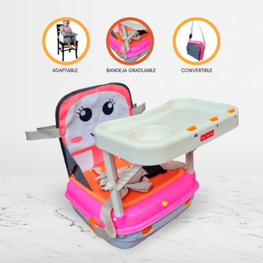 SILLA COMER PORTA ROSADO PORTÁTIL PARA BEBÉ PINK