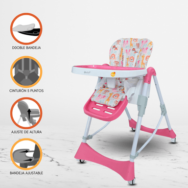 SILLA COMER EBABY LORI ROSADO GRADUABLE PARA BEBÉ