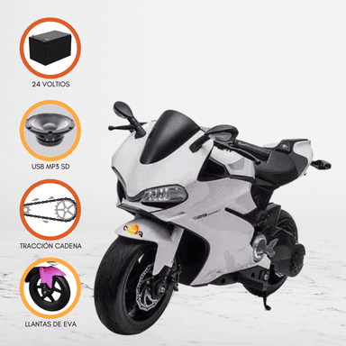 MOTO A BATERÍA CON CADENA 24V DUCATI LICENCIADO PARA NIÑOS «CADENA» BLACK - 1