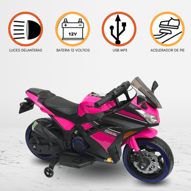 MOTO A BATERÍA MP3 PARA NIÑOS «NINJA» PINK - 1