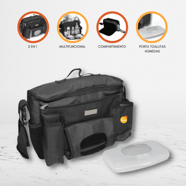 BOLSO PAÑALERO INFANTI ORGANIZADOR BLACK