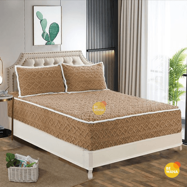 PROTECTOR COLCHÓN CASATEX KING BEIGE IMPERMEABLE SUAVE + 2 FUNDAS ALMOHADA - 1