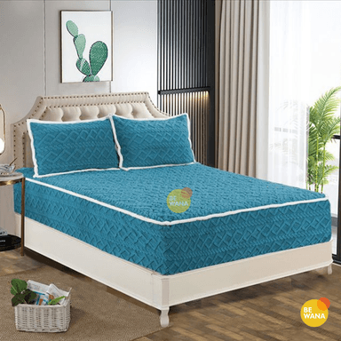 PROTECTOR COLCHÓN CASATEX QUEEN TURQUESA IMPERMEABLE SUAVE + 2 FUNDAS ALMOHADA