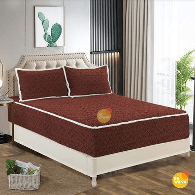 PROTECTOR COLCHÓN CASATEX QUEEN MARRÓN IMPERMEABLE SUAVE + 2 FUNDAS ALMOHADA