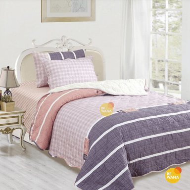 EDREDÓN CASATEX 1.5 PLAZAS ROSADO TELA HIPOALERGÉNICO CON CARNERO + SET SÁBANAS