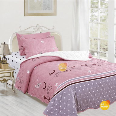 EDREDÓN CASATEX 1.5 PLAZAS ROSADO TELA HIPOALERGÉNICO CON CARNERO + SET SÁBANAS