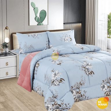 SET EDREDÓN CASATEX 2 PLAZAS CELESTE TELA CON PIEL ANGEL SET SÁBANAS