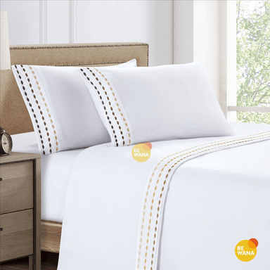 SET SÁBANAS CASATEX 2 PLAZAS POLAR BLANCO BORDADA ULTRA SUAVE 4 PIEZAS