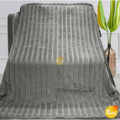 MANTA CASATEX QUEEN GRIS ANTIALÉRGICA PIEL CONEJO ALTO RELIEVE RAYAS LIGTH GRAY