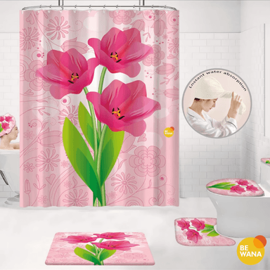 JUEGO BAÑO CASATEX 7 PIEZAS ROSADO LUJOSO DECORATIVO