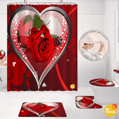 JUEGO BAÑO CASATEX 7 PIEZAS ROJO LUJOSO DECORATIVO