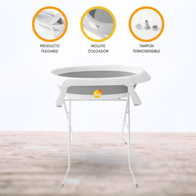 BAÑERA 2 EN 1 CON SOPORTE Y MALLA »SMILE» GRAY