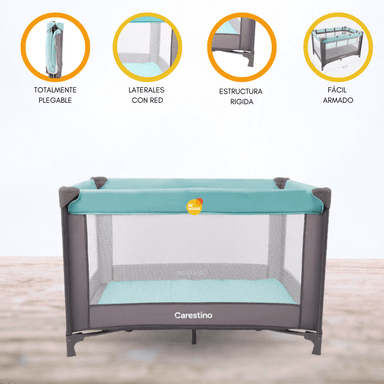 CUNA CORRAL CARESTINO NIZA METAL AGUAMARINA PLEGABLE