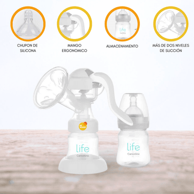 SACALECHE CARESTINO LIFE MANUAL CON MAMADERA GRIS