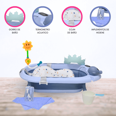 BAÑERA BABY KITS ROSADO TINA PLEGABLE BEBÉS JELLY SPA