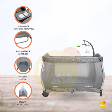 CUNA CORRAL CUZKA LUNA PLUS ROSADO PLEGABLE BEBÉ