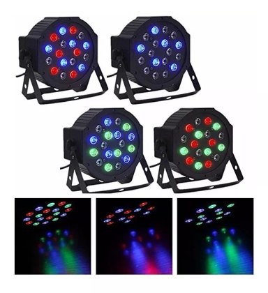INNOVA LEDS PACK X4 PAR LED 18 X 1.5 LUCES ENTRADA DMX RITMICO PARA EVENTO