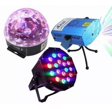 BOLA INNOVA LEDS DMX LUCES LED + PAR LED 18 LEDS + MINI LASER LLUVIA