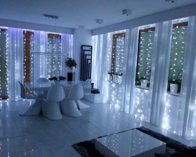 LUCES LED TIPO CORTINA INNOVA LEDS 3 X 2 MT EN BLANCO Y DORADO CALIDO