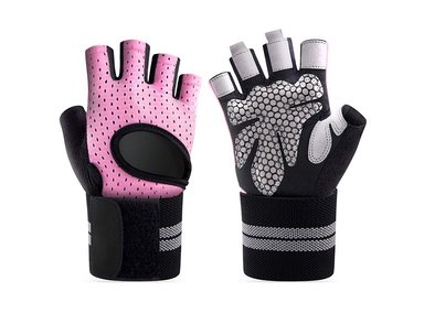 GUANTE DEPORTIVO C MUÑEQUERA TRANSPIRABLE GYM ROSADO