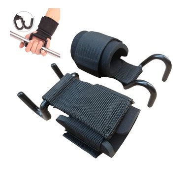 AGARRE HOLGUIN NEGRO GANCHO LEVANTAMIENTO PESAS PESO MUERTO MUÑEQUERA