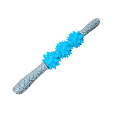 RODILLO MASAJEADOR RELAJACION MUSCULAR MANUAL 3 BOLAS CELESTE