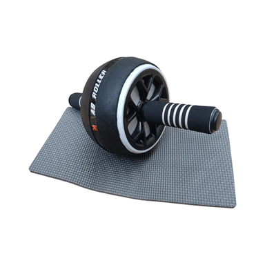 RUEDA ABDOMINALES ANTIDESLIZANTE CON PAD DE RODILLA NEGRO CON BLANCO