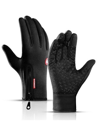GUANTES NEGRO DEPORTIVO TACTIL IMPERMEABLE TERMICO CICLISMO MOTO TREKKING - 1