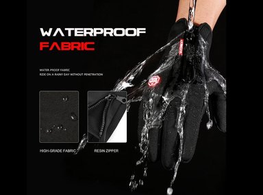 GUANTES NEGRO DEPORTIVO TACTIL IMPERMEABLE TERMICO CICLISMO MOTO TREKKING - 4