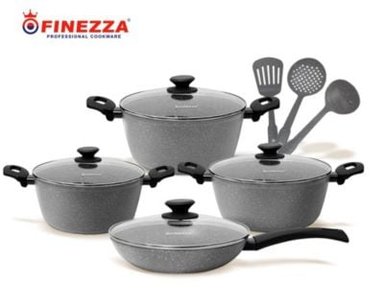 SET OLLAS FINEZZA ROCA VOLCANICA 11 PIEZAS P/ INDUCCION N