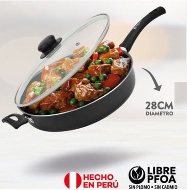 OLLA FACUSA CACEROLA 28 CM TAPA VIDRIO