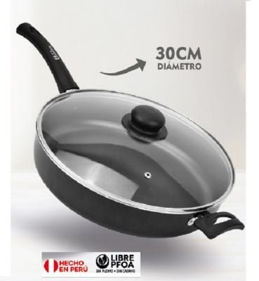 OLLA FACUSA CACEROLA 30 CM TAPA VIDRIO