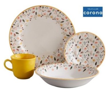 JUEGO DE VAJILLA CORONA ASHLEY 16 PIEZAS