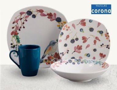 JUEGO DE VAJILLA CORONA 16 PIEZAS MODELO EVRY