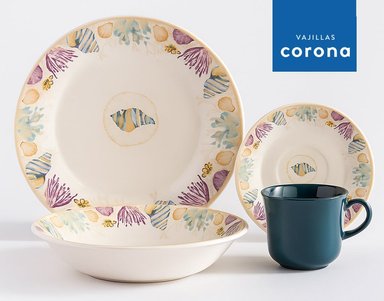 JUEGO DE VAJILLA CORONA 16 PIEZAS BAHAR