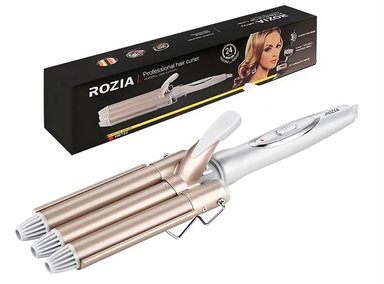RIZADOR DE CABELLO ROZIA CERÁMICA TRIPLE TENAZA ONDULADORA