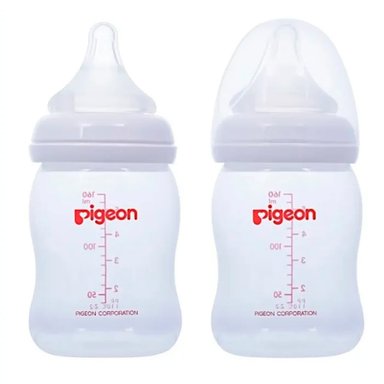 SET BIBERONES PIGEON SOFTOUCH PERISTALTIC PLUS BOCA ANCHA 00862 BLANCO 160ML X2