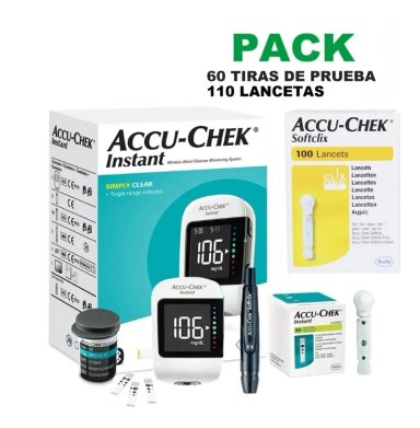 GLUCOMETRO ACCU-CHEK INSTANT + 60 TIRAS REACTIVAS + 110 LANCETAS