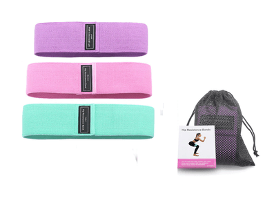 BANDAS ELÁSTICAS TELA HIP BANDS SET 3 LIGAS CALIDAD GLUTEOS
