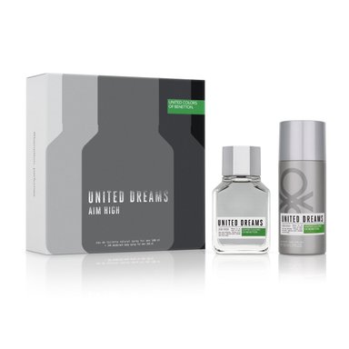SET PERFUME BENETTON UNITED DREAMS AIM HIGH HOMBRE EDT 100 ML + DEO 150 ML