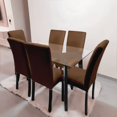 JUEGO COMEDOR MALLHOGAR LIZ CAFÉ CLARO