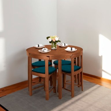 JUEGO COMEDOR MALLHOGAR ANABELLA 4 SILLAS JADE CIRCULAR