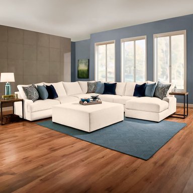 SET SECCIONAL MALLHOGAR GRIS PACIFICO + BANQUETA IVORY