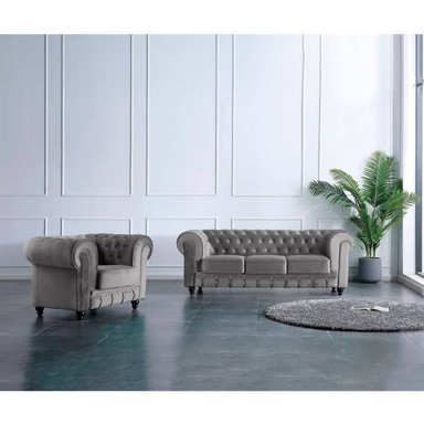 JUEGO SALA MALLHOGAR CHESTER 3-1 GRIS PLATA