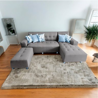 SECCIONAL LONDRES GRIS PLATA - BANQUETA