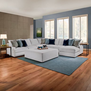 SET SECCIONAL MALLHOGAR GRIS PACIFICO + BANQUETA PLATA