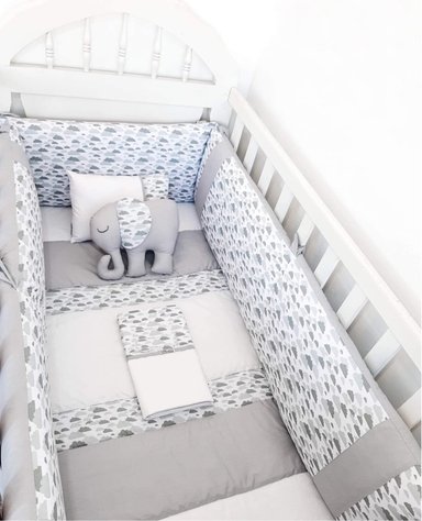 PROTECTOR CUNA BABYTU PLATA LATERAL PARACHOQUES DISEÑO NUBECITAS